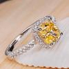 New Elegant Yellow Cubic Zirconia Women Rings Luxury Wedding Anniversary Party Lady's  Accessories Bright Fashion Jewelry