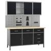 VidaXL Workbench and 4 Wall Panels and 2 Cabinets Work Table Workstation Tool Storage Workbench 3053440