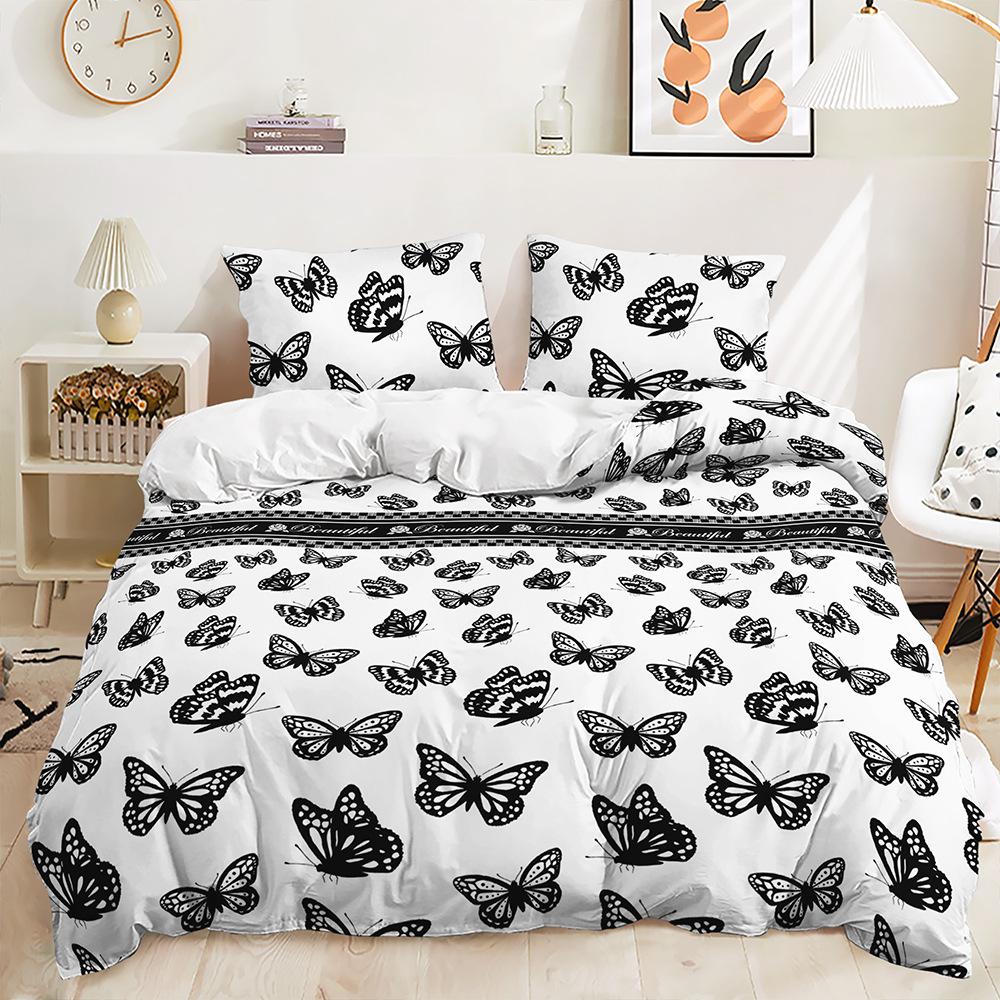 

Трехпредметный 3D пододеяльник с бабочками, в стиле Ins, двуспальное постельное белье 135 * 200 (two-piece set) 90g