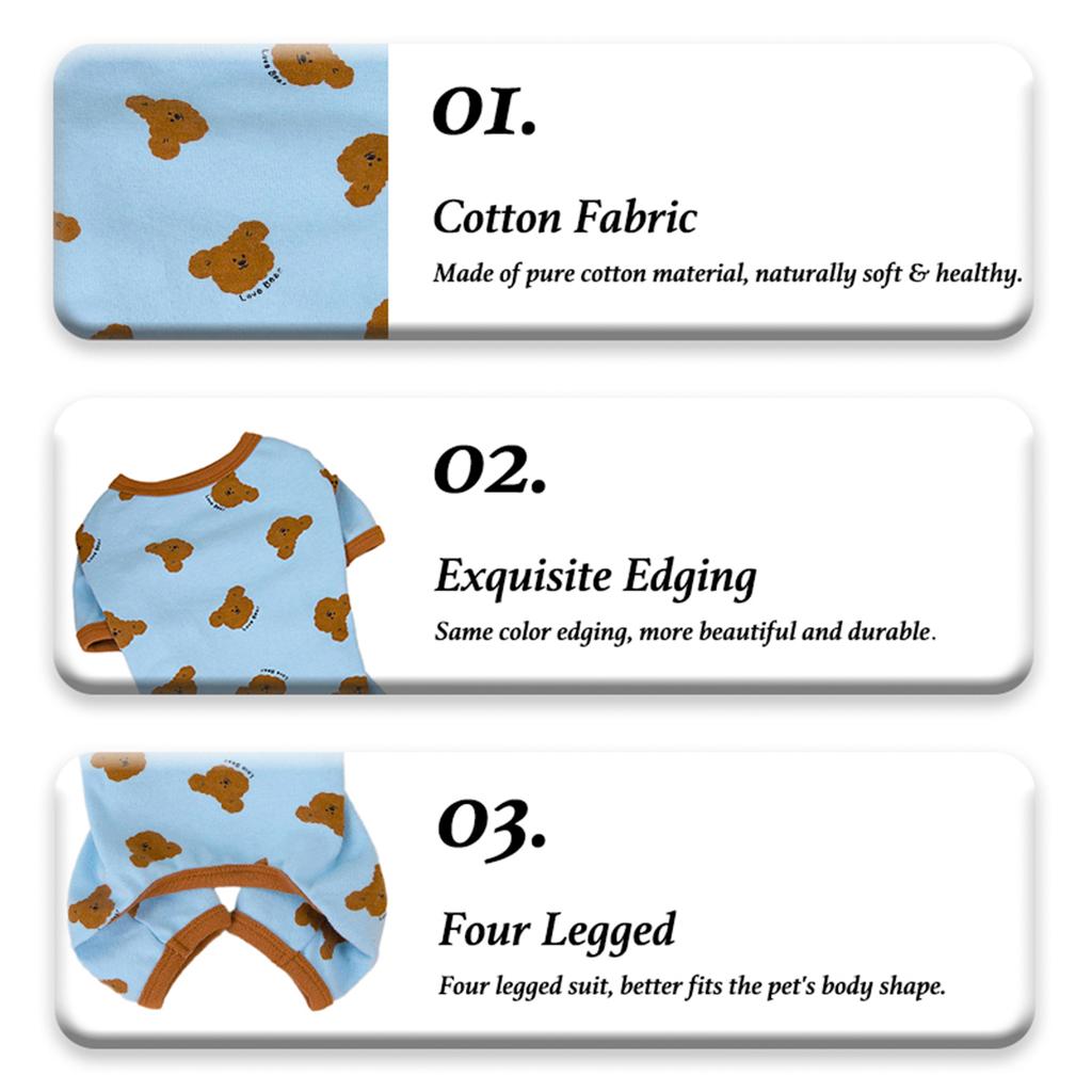 Cartoon Bear Small Dogs Clothes High Elasticity Four Legs Jumpsuit for Cats Spring Autumn Protect French Bulldog Pet Overalls