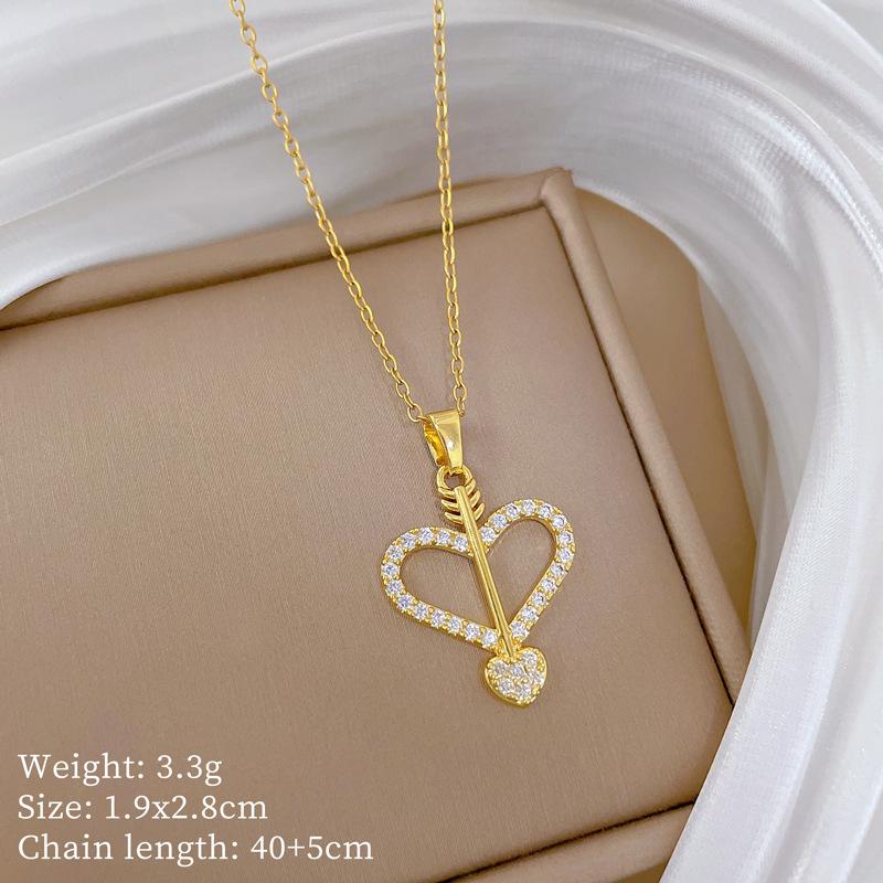 Copper Micro-Inlaid Cross Fashionable Light Luxury Temperament Gorgeous Full Diamond Necklace Female Versatile Collarbone Chain Titanium Steel