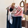 European and American new fashion temperament travel photography with thin shawl niche chain splicing printed scarf