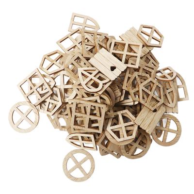 100 piezas de recortes de madera para ventanas, multiusos, innovadores, hechos a mano, sin terminar, para niños.