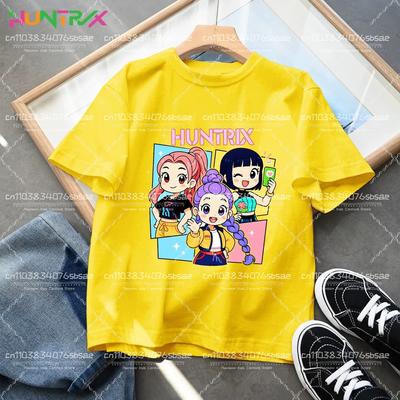 Kinderbekleidung KPop Dämonenjäger Mode Lässige Oberteile O-Ausschnitt Kurzarm Mädchen Jungen K-Pop Dämonenjäger Fans Geschenk T-Shirt
