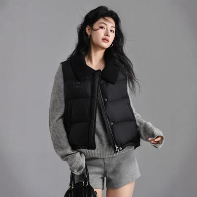 Kurze Weste Damen Reversjacke Herbst und Winter Neue Daunenbaumwollweste Damen tragen vielseitige Weste Trend