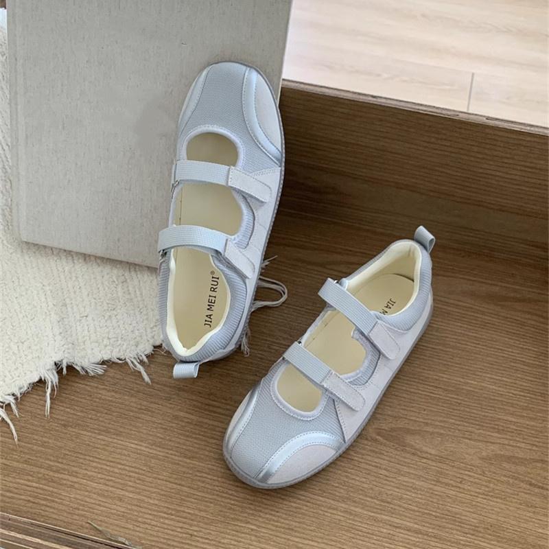 Fashion IPPEUM Ballet Sneakers Silver Women Shoes 2025 Summer Mary Janes Ballerina Flats