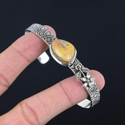 Natürlicher Bildjaspis 925 Silber Einzigartiges Blumen-Handwerker-Mutter-Armband Schmuck
