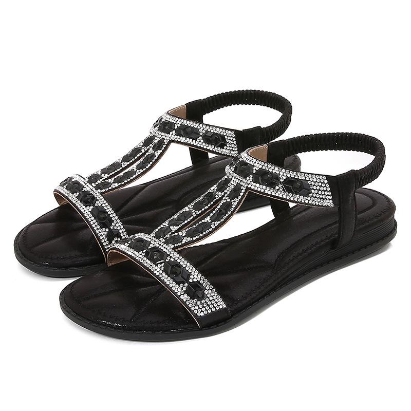 

Fashion Plus Size Shoes for Women 35-43 Summer Fashion Women Platform Sandals Rhinestone Comfortable Slip on Beach Sandals Women Shoes 43 чёрный