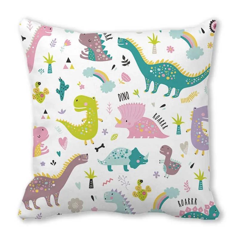 Büro Sofa Auto Kissenbezug Luxus Heimdekoration Kissenbezug Niedlicher Cartoon Kleiner Dinosaurier Tiermuster