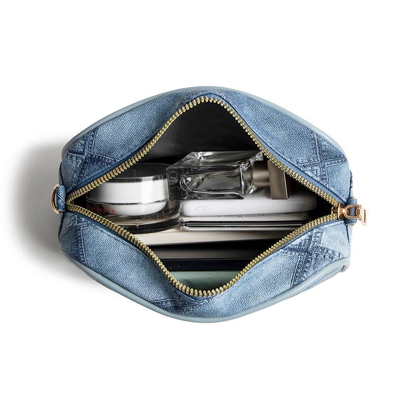 Trend Denim Pattern Small Square Bag Lis Fashion Gradual Change Color Diamond Crossbody Shoulder Women's Bag Mobile Phone Bag