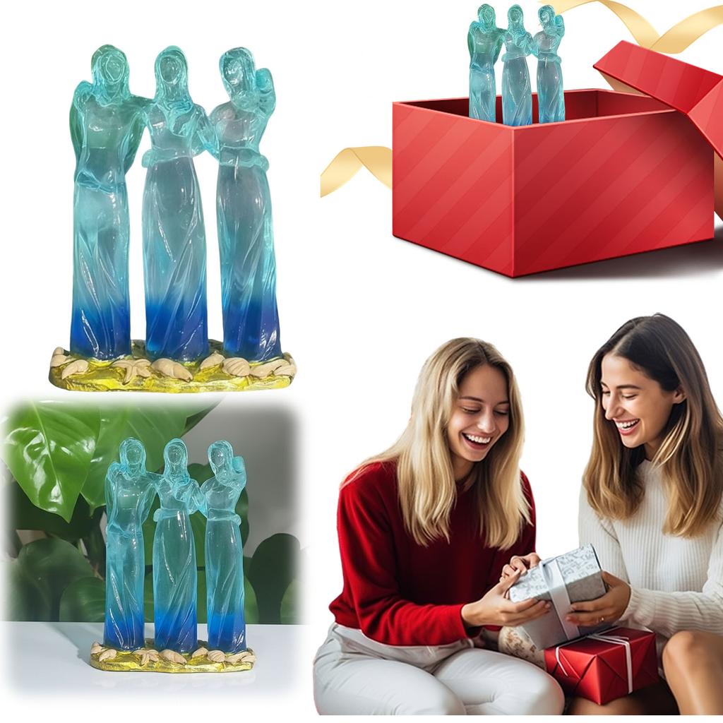Sea Glass Style Resin Sisters Sculpture Resin Woman Decorative Sculptures for Christmas Graduation Home Decor