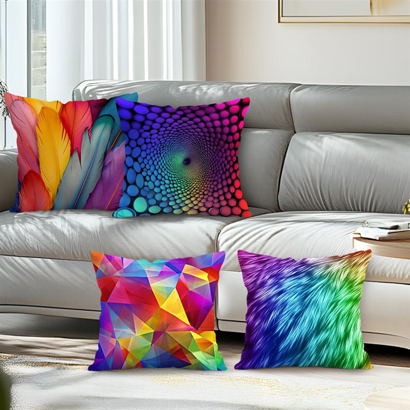 Tinika Chen Unisex Colored Pattern Cushions Pillowcase Printed Polyester 45X45cm Throw Pillow Cover Decorative Sofa Cushion Pillowslip Home Decor