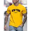 Men's 100% pure cotton summer loose fit oversized New York Cheerful print casual slim fit round neck short sleeved T-shirt top