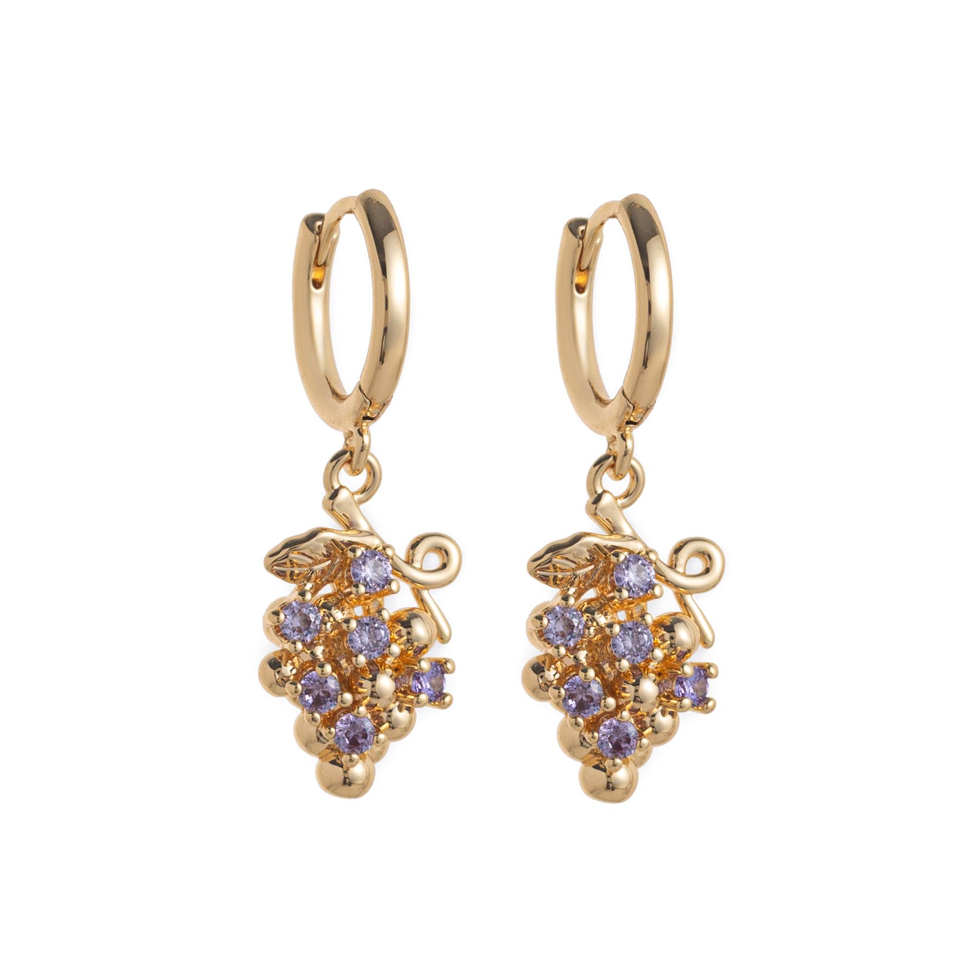 High-End Summer Fruit Zircon Stud  Hoop Earrings - Colorfast