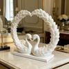3D Printed Heart Shape Swan Couple Figurine, Romantic Love Statue for Wedding Women Couple Wife, Modern Style Decor for Shelf Office Living Room