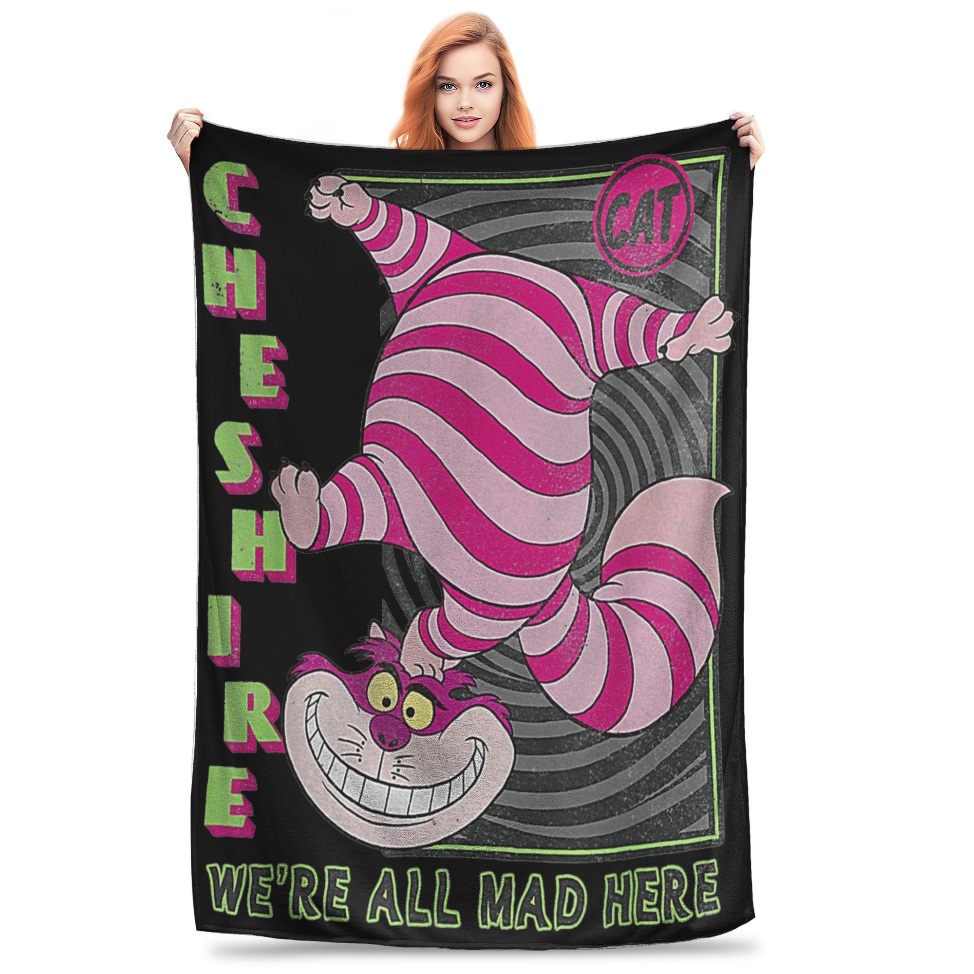 

Чеширский Кот Мультяшный Плед Разные Размеры Супермягкий и Теплый Мы Все Здесь Сумасшедшие Пледы для Дивана, Софы и Кровати 80x60in