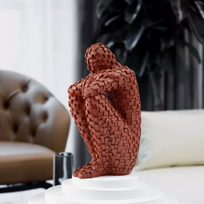 New Chinese Style Mosaic Figure Resin Sculpture for Living Room Decor