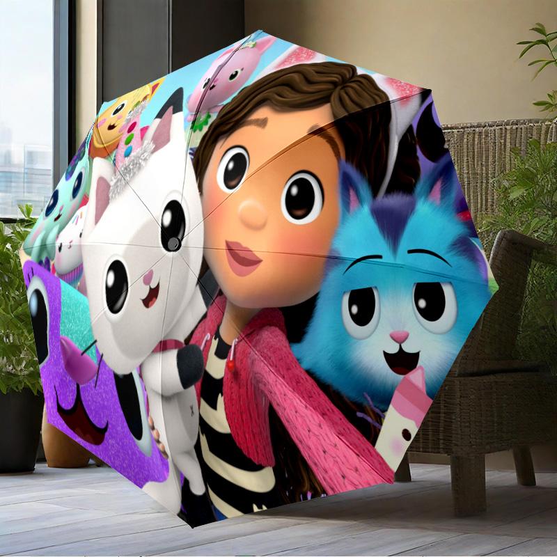 Colorful Friends Dollhouse Umbrella Folding Umbrella, Automatic Umbrella 8-Frame for Travel, Camping Use Gift for Halloween Christmas