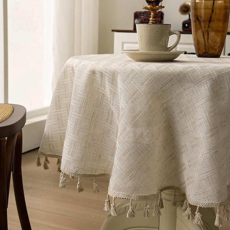 Amerikanische rutschfeste Häkelspitze Runde Tischdecke Esstischdecke Retro Couchtisch Tischdecke Schrankabdeckung Handtuch Staubdicht Polyester Baumwolle