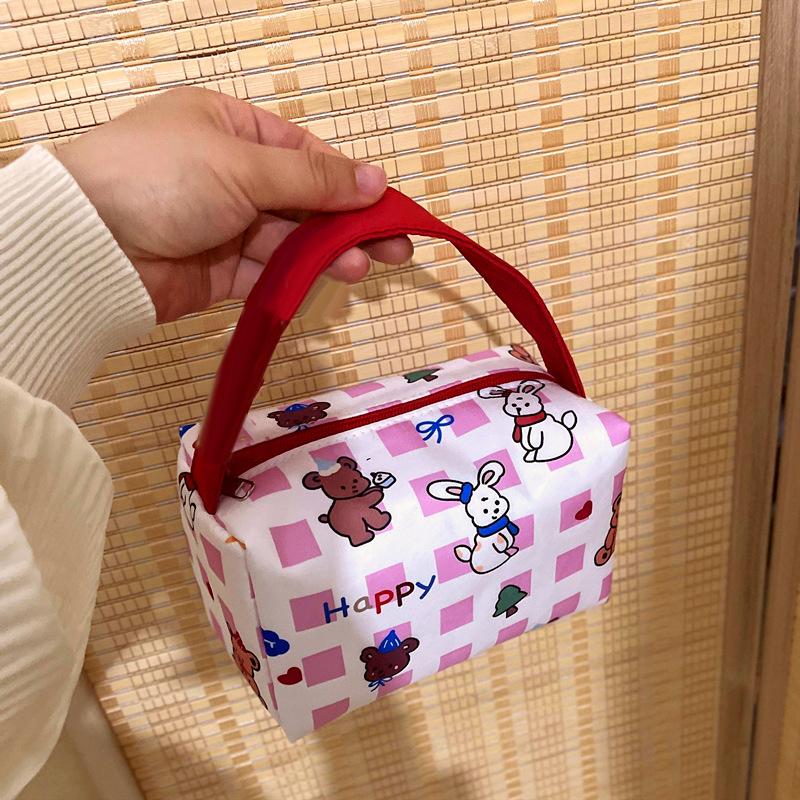 Cute Pink White Rabbit Handbag Cosmetic Bags Women Large Capacity Portable Travel Toiletry Storage Bags Makeup Pouch Girly Gifts