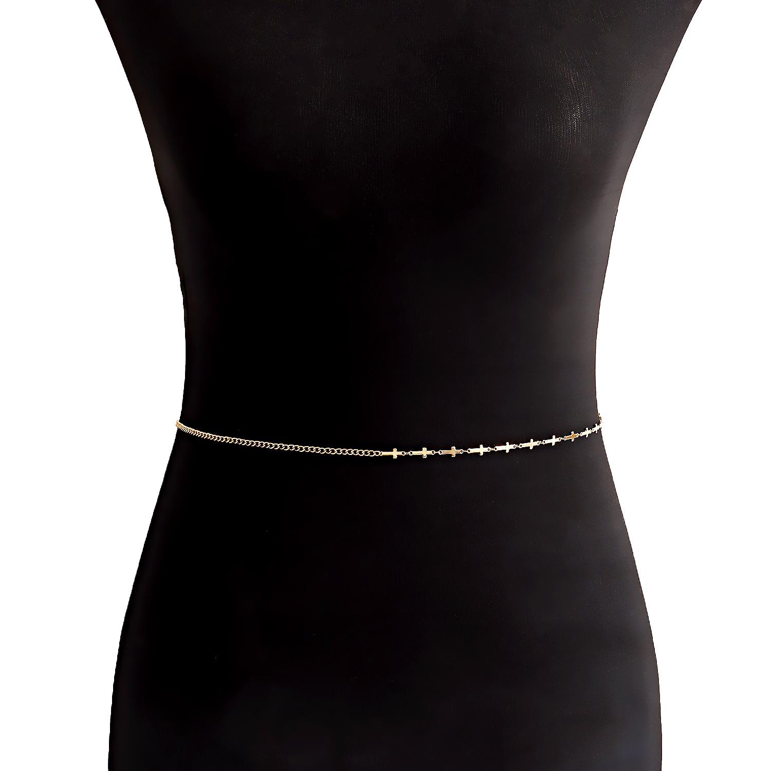 

Fashion Mini Cross Waist Chain Waist Belt Small Fragrant Decoration Simple Metal Waist Chain золотой