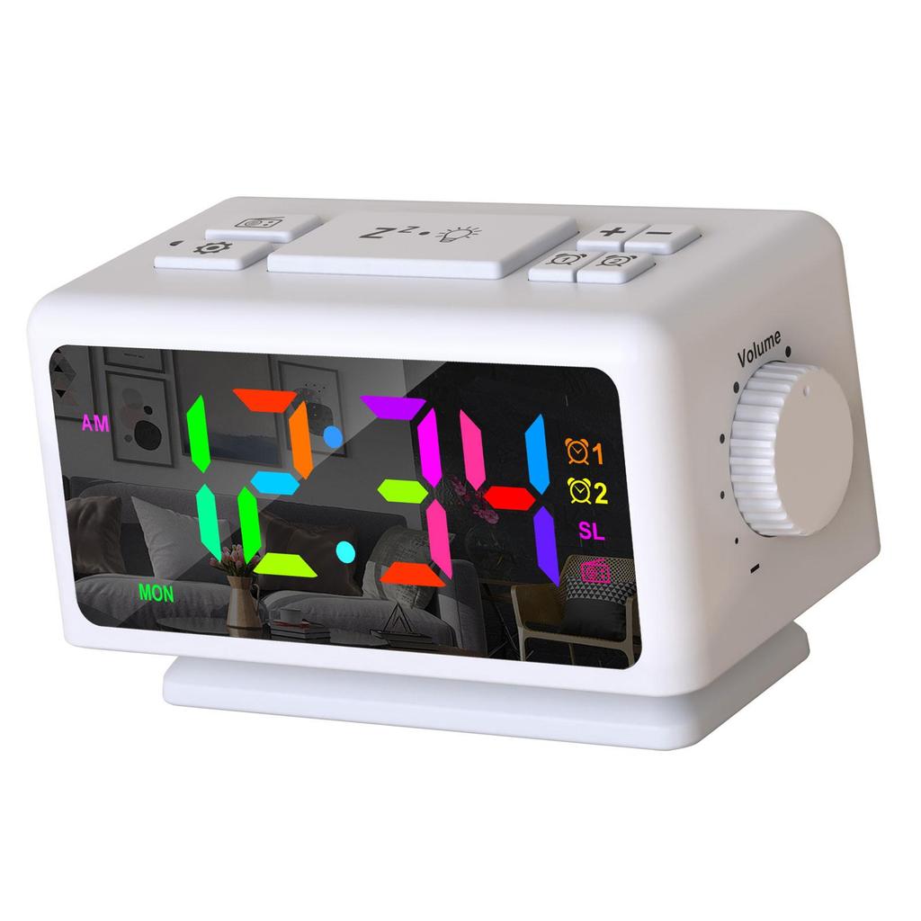 Radio Alarm Clock Perpetual Calendar Multifunctional 12/24H Snooze Function for Office Home Bedroom Learning Deep Sleepers