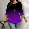 Women's 3/4 Sleeve Gradient Print T Shirt Crew Neck Knit Plus Size Casual Top