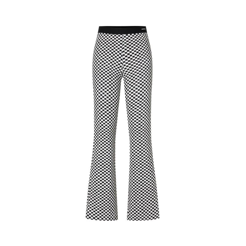 MO&Co. Black & White Checkered High-Waist Flared Pants