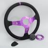14inch Universal Suede Leather Sports Steering Wheel JDM Deep Dish Sim Racing Game Steering Wheel