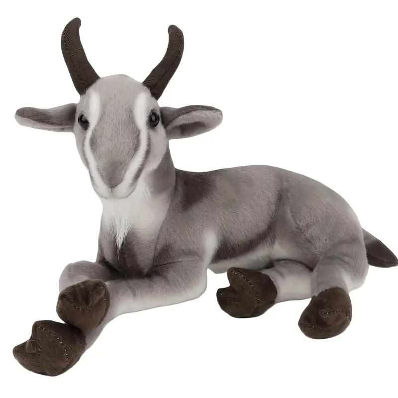 Wucifang Bags Unisex White 30Cm Lifelike Antelope Plush Toy Soft Stuffed Gazelle Doll Gray Goat Plushie Home Room Decor Gift