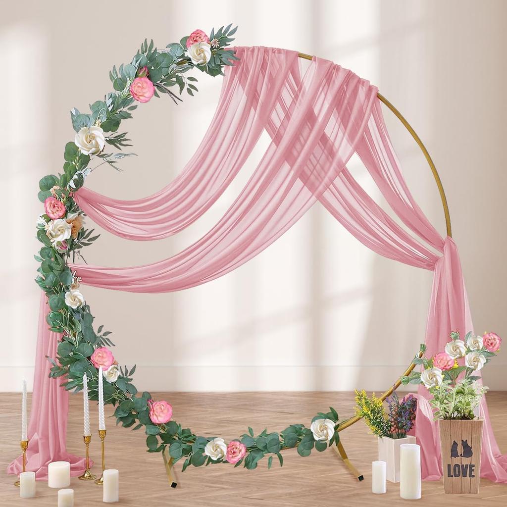Wedding Arch Draping Fabric, 1 Panel 6/10M Champagne Sheer Backdrop Curtain Wedding Arch Decorations for Wedding Party Ceiling