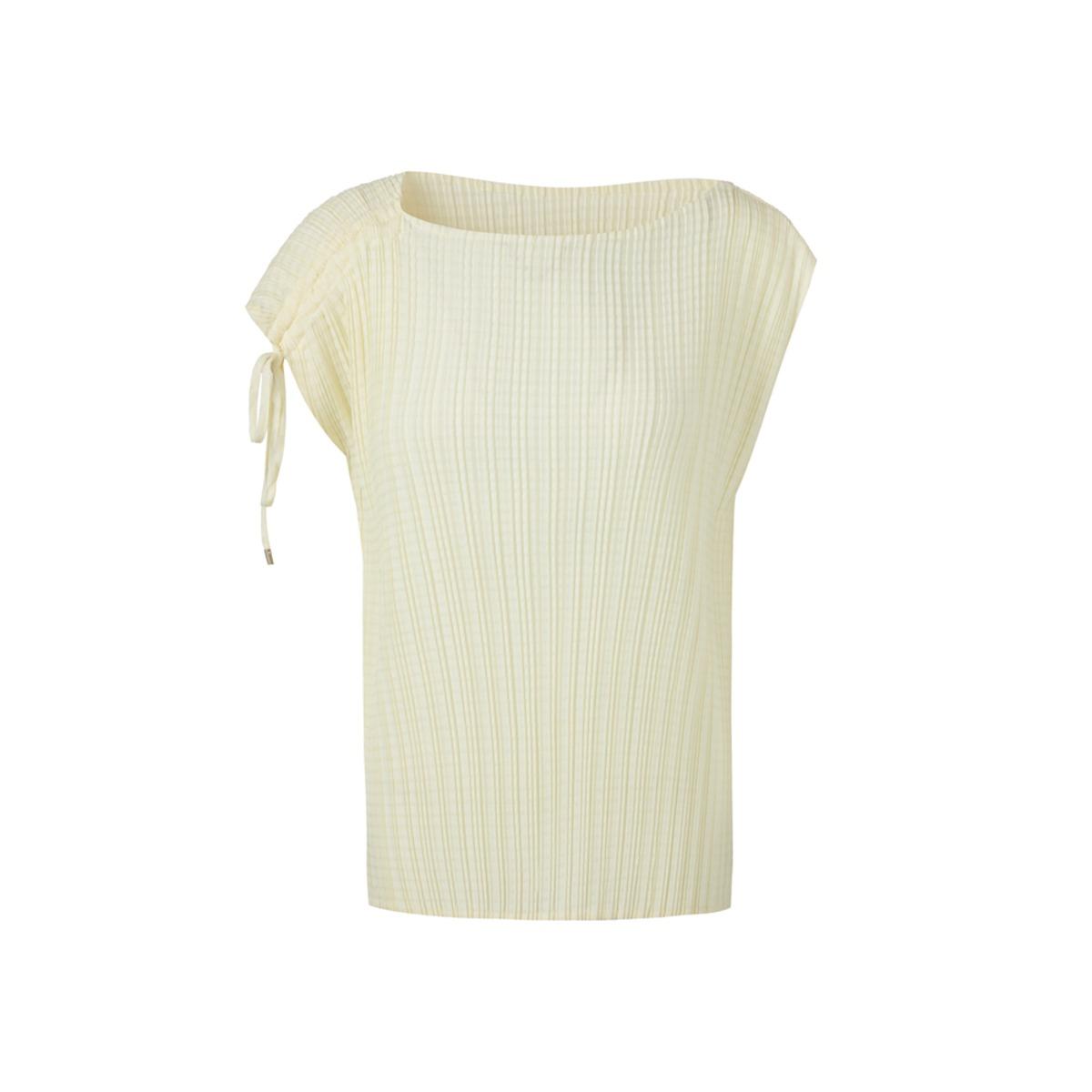 Mongplisse [Women S] String Sleeveless Jacquard Pleated Blouse (Ivory) Ivory/0F