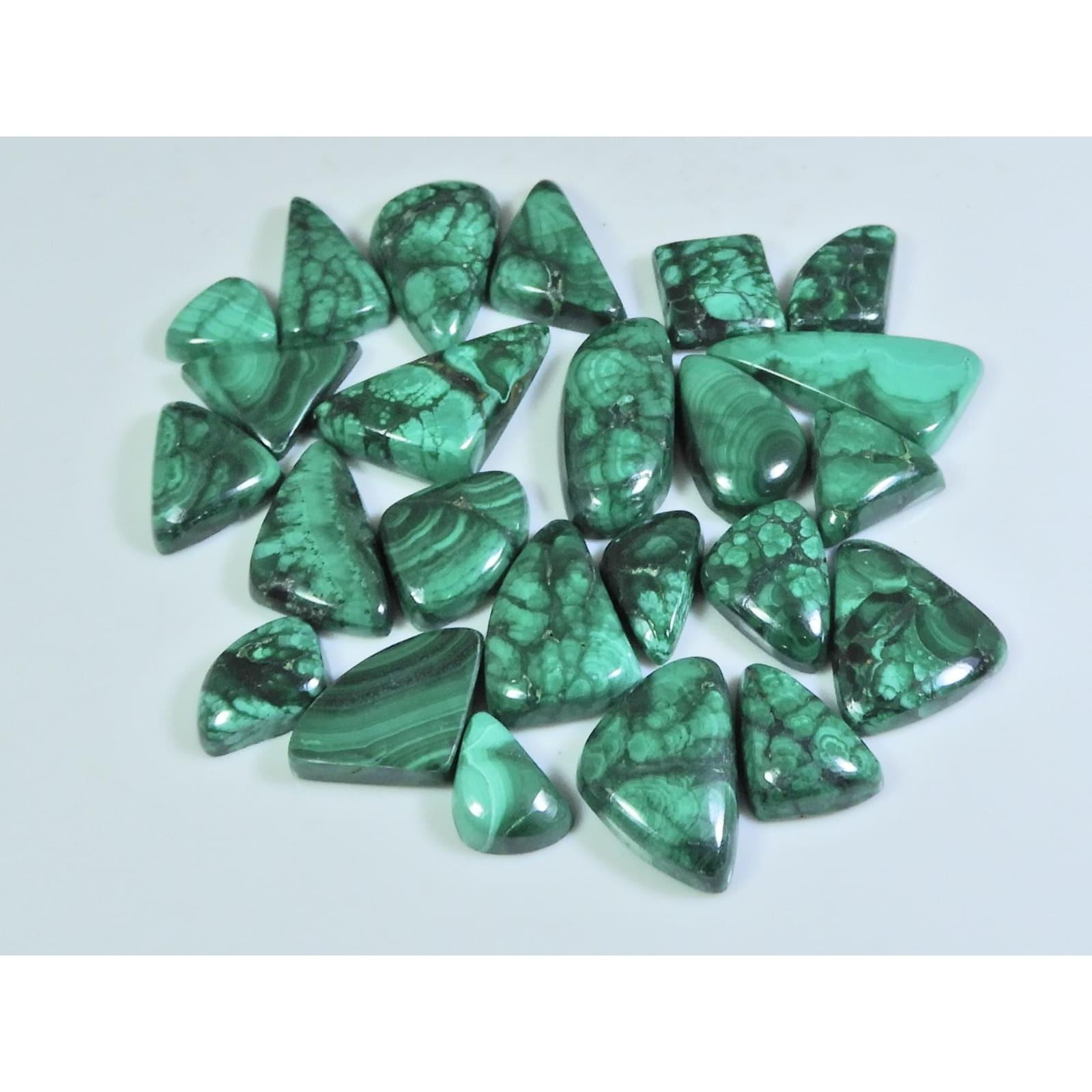 

201Cts. Natural Green Malachite Ring Size Fancy Cabochon Gemstone 24Pcs Lot C-278
