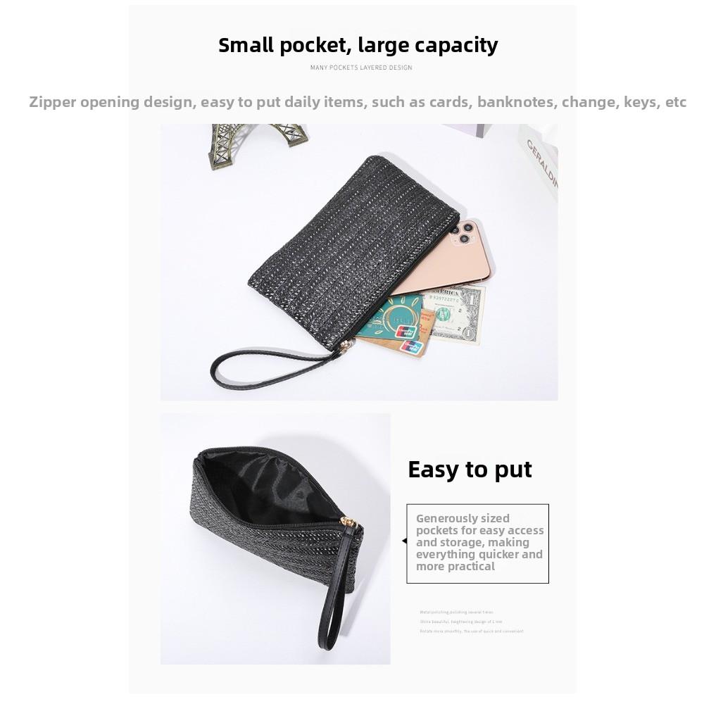Summer Women's Straw Bag Clutch Bag, Personalized Versatile and Large-capacity Women's Wallet, Super Light and Thin