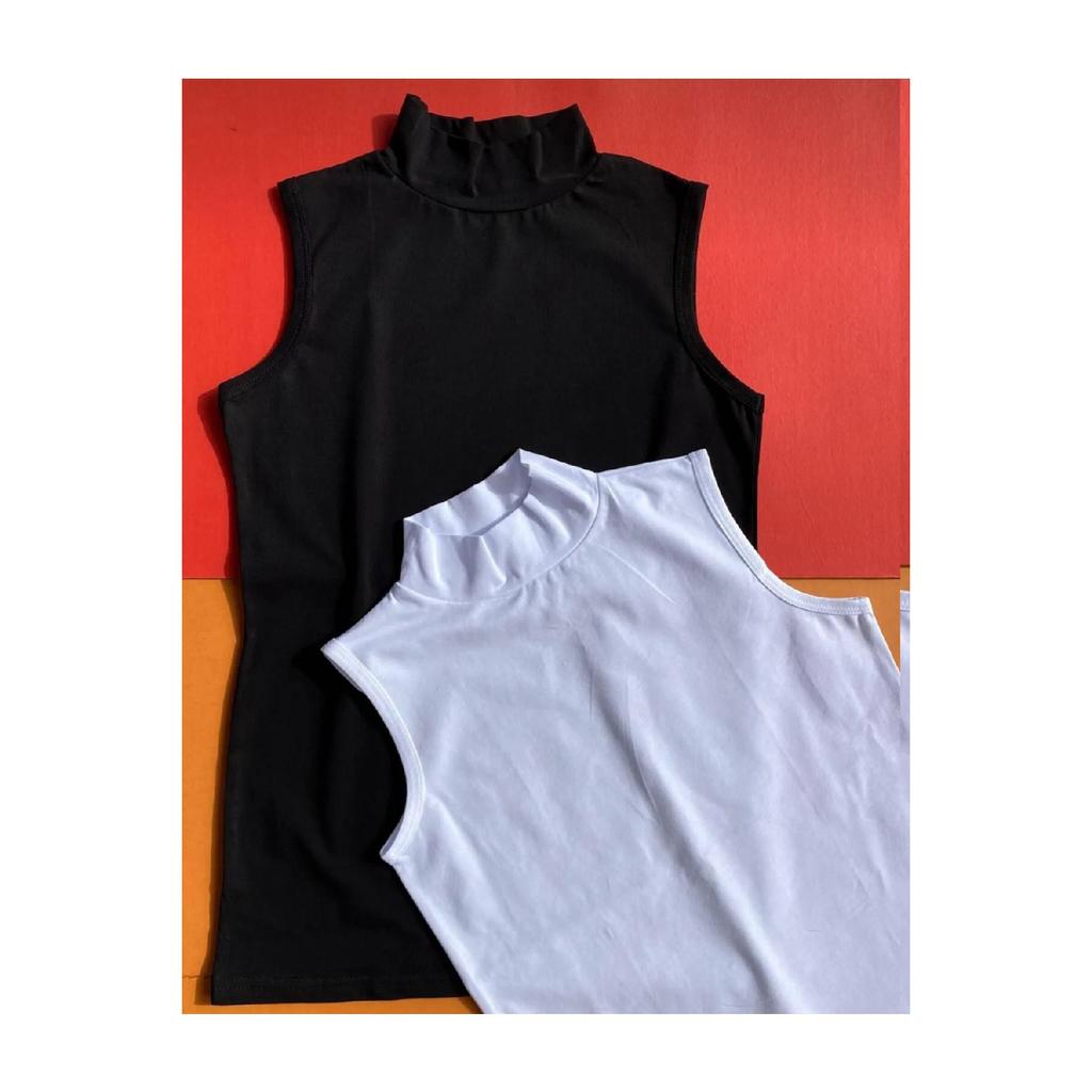 Women's 2-pack Black And White Zero Sleeve Lycra Turtleneck Underwear Athlete Economical Quality And Affordable Package