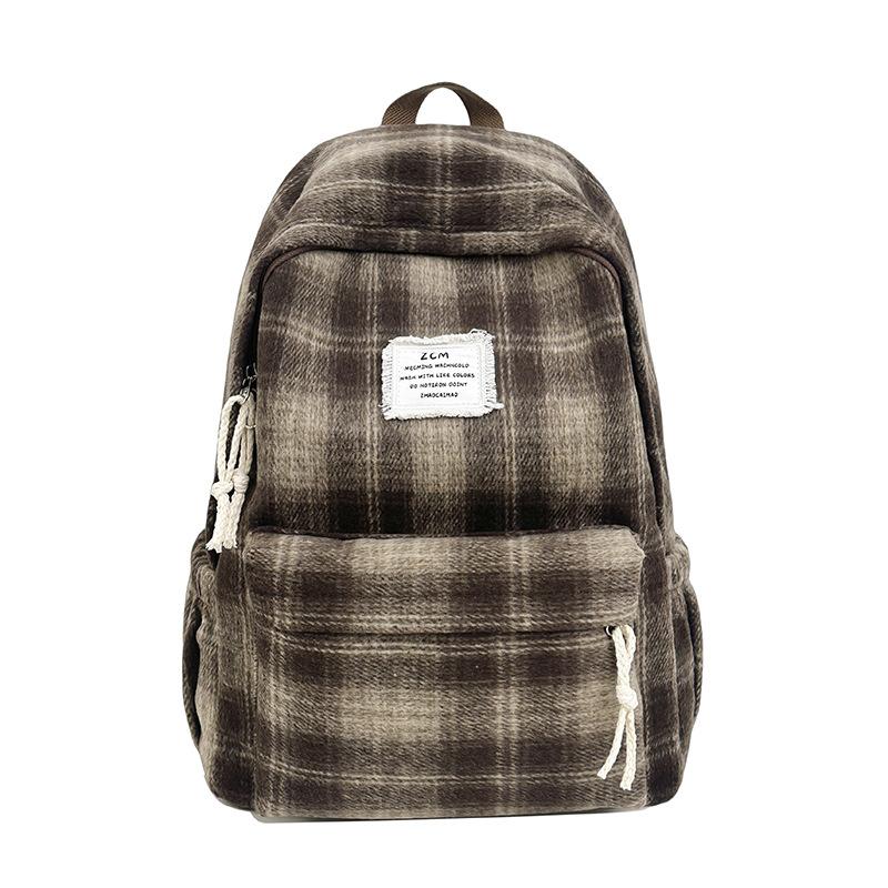 Schoolbag backpack 1011 new retro plaid autumn and winter backpack Japanese girl college student literary and versatile schoolbag