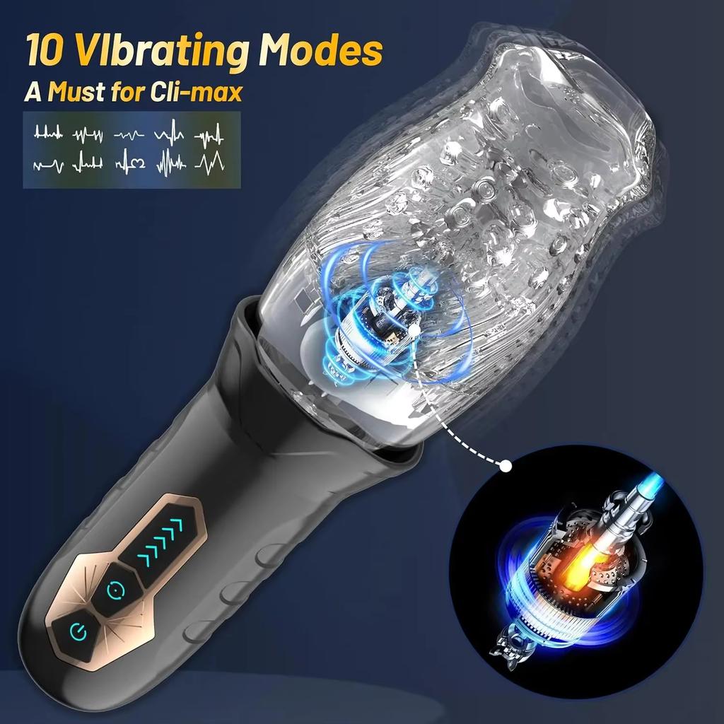 Powerful Automatic Male Masturbator Cup Vagina Masturbation 5 Rotating 10 Vibrator Penis Blowjob Pussy Stimulator Adult Sex Toys Men Penis Exerciser