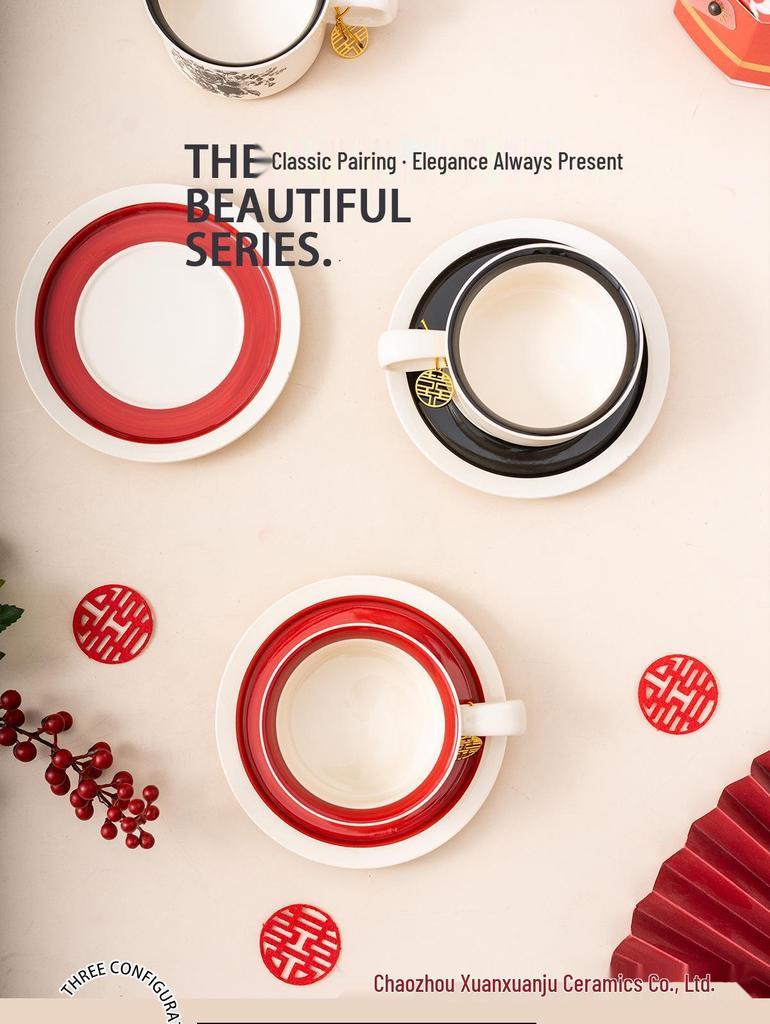 Elegant Retro Ceramic Coffee Cup and Saucer Set - Ideal Gift for Afternoon Tea
