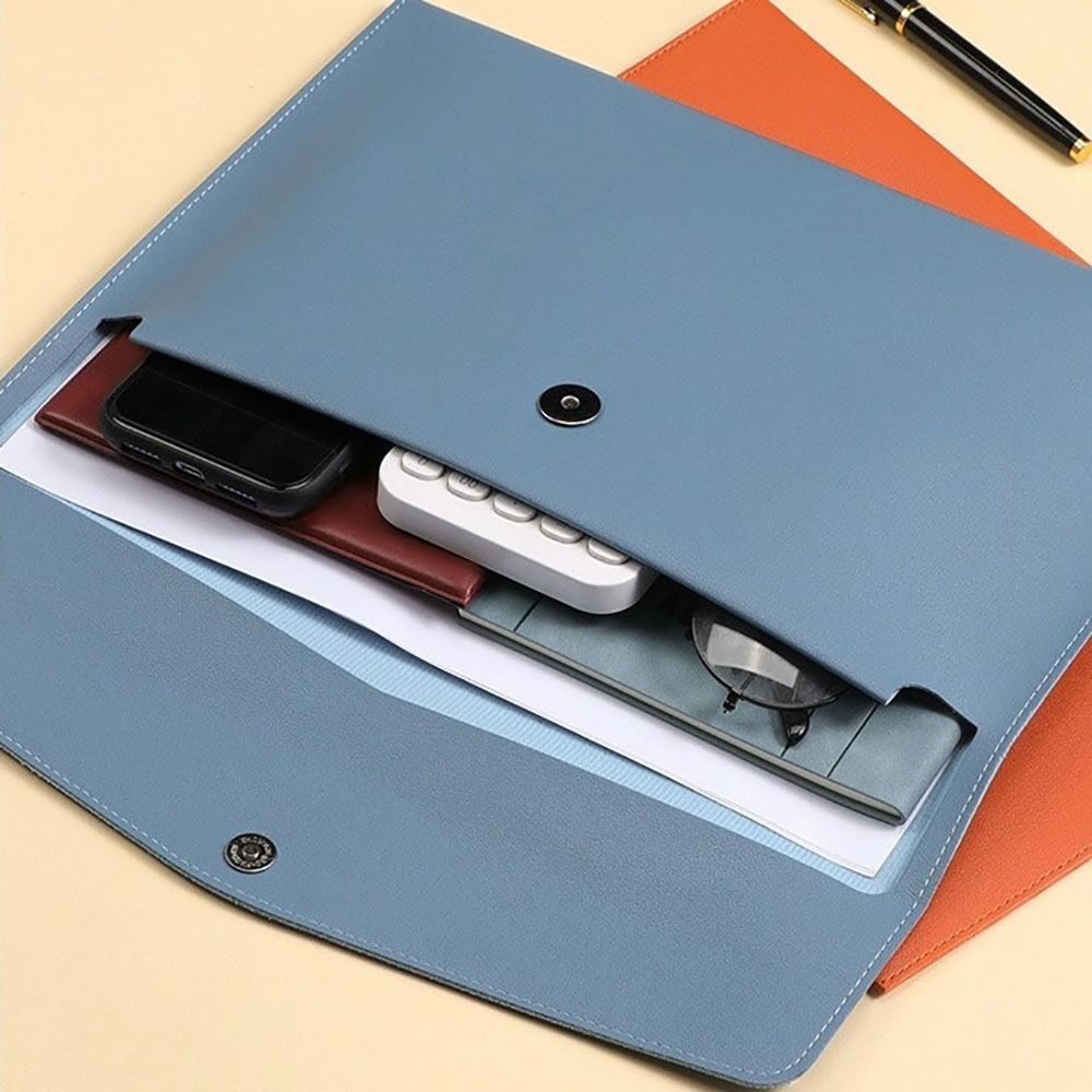 Large Capacity Leather Document Pouch Leather File Bag Stationery Dustproof Leather File Folder