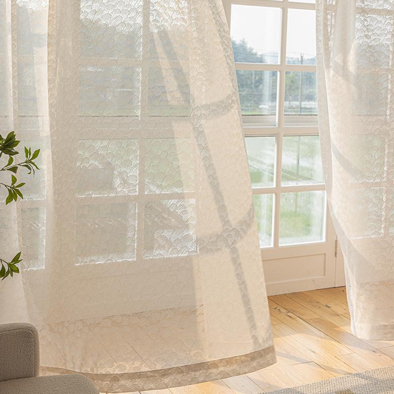 Modern simple window screen three-dimensional living room bedroom balcony cream screen curtain