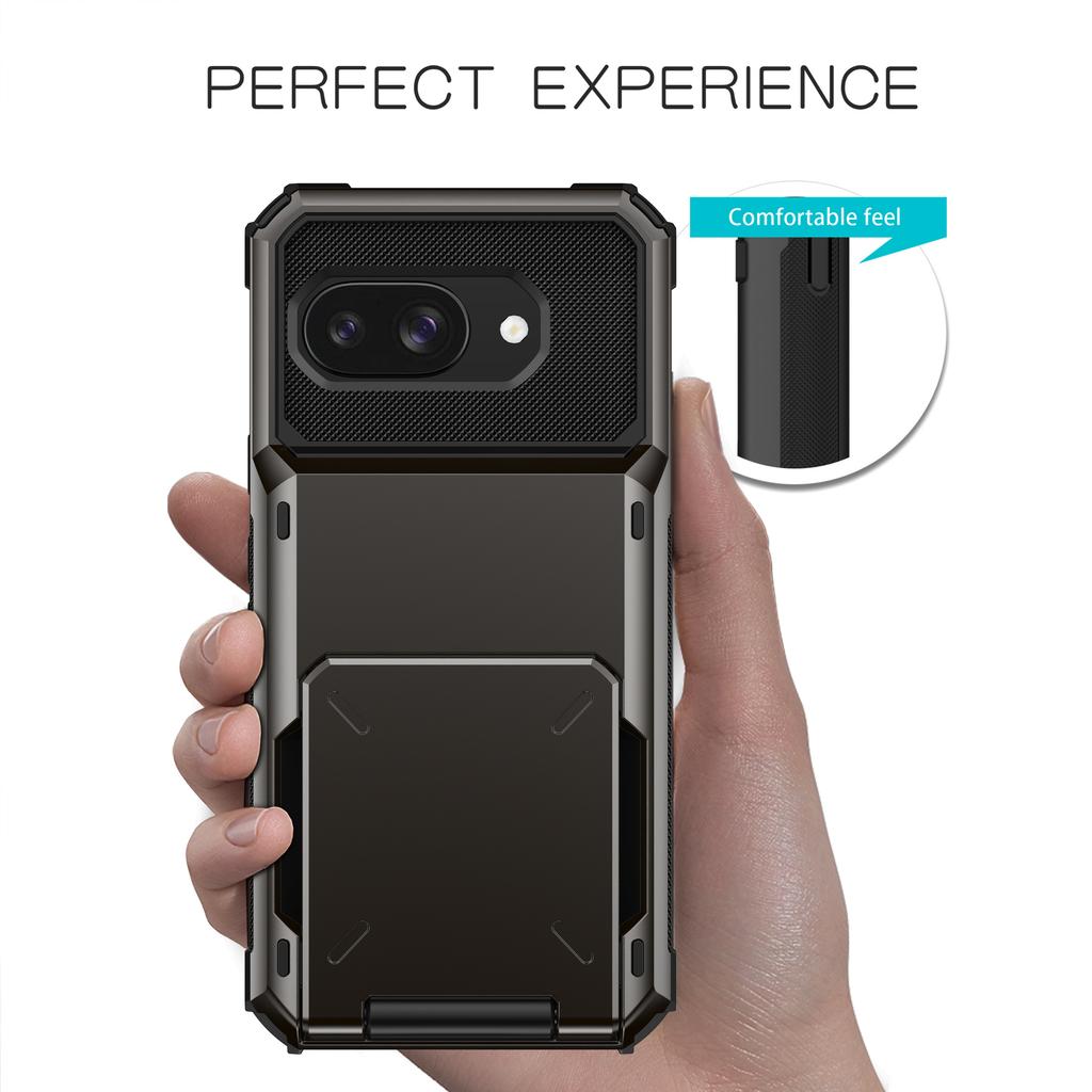 For Google Pixel 9a Case PC + TPU Dual Layer Back Phone Cover with Card Holder