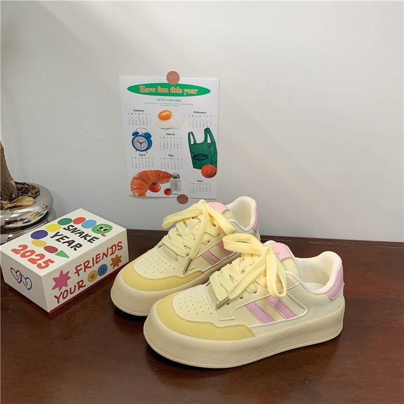 

Women s Platform Board Shoes 2026 Autumn New Outdoor Non Slip Comfortable Casual Shoes Fashion Lace Up Height Increase Sneakers 35 жёлтый