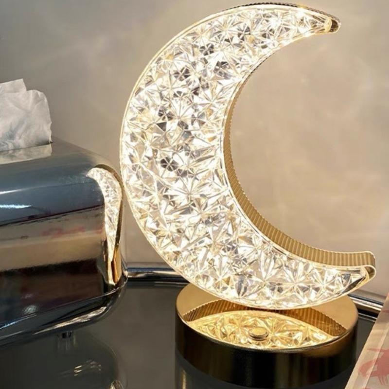 Bedroom Crystal Touch Dimming NightLight Girl Room Home Decorations Aesthetics USB Table 3D Moon Lamp