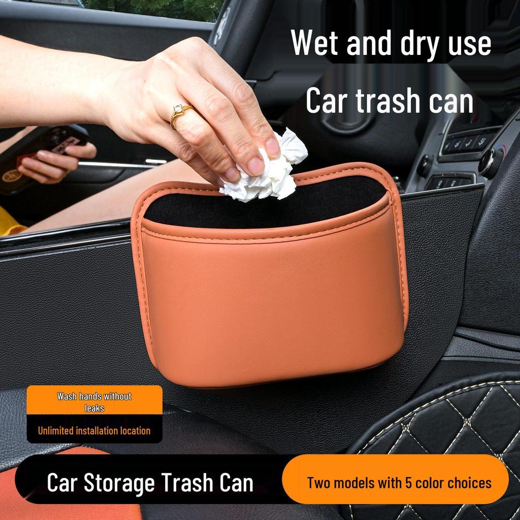 Car Storage Organizer: Hanging Trash Can & Drink Holder