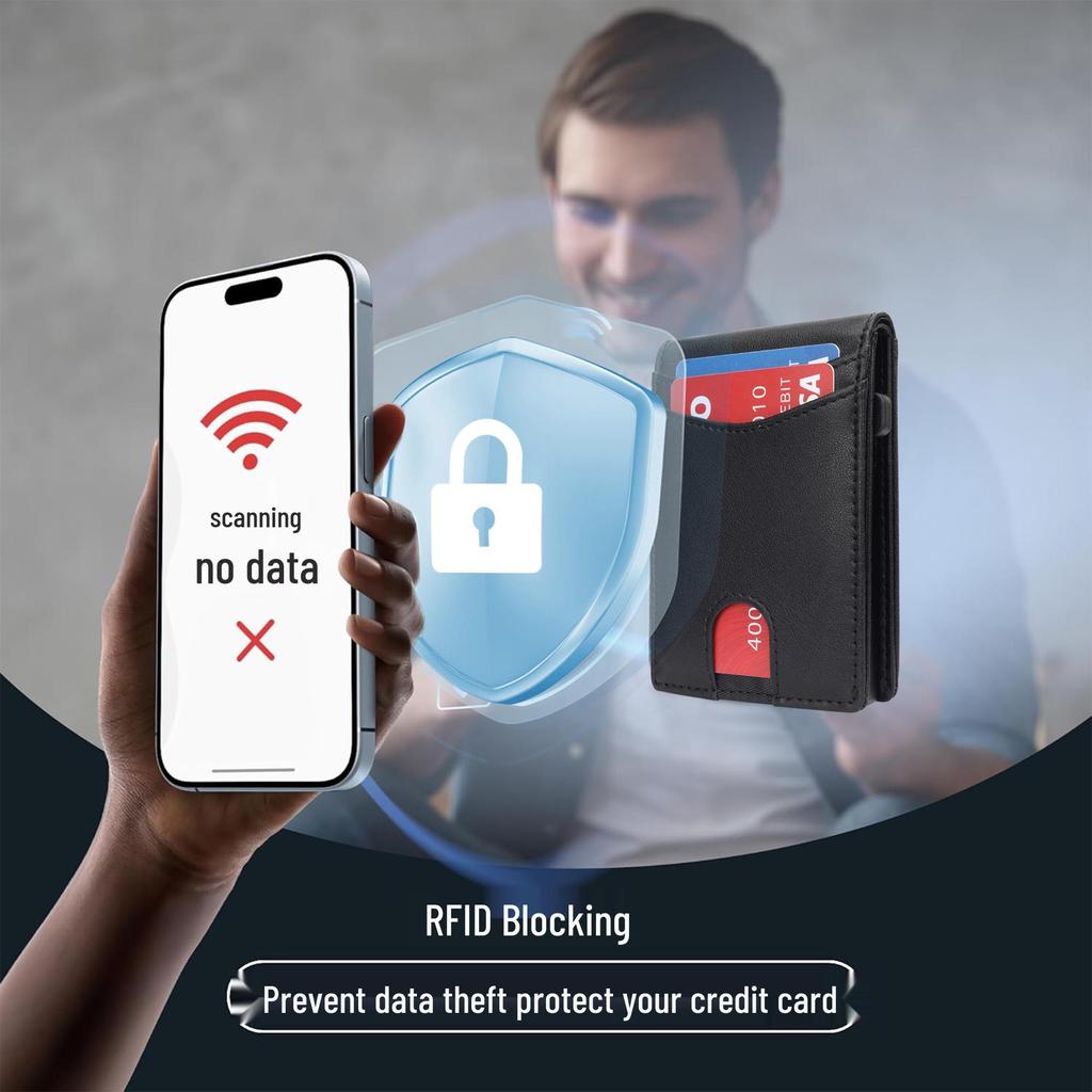 Cross-Border Anti-RFID Metal Card Holder & Money Clip - Magnetically Separable, Multi-Card Slot Men's Wallet