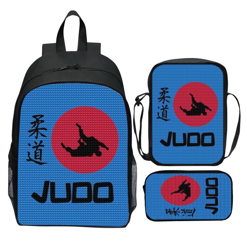 Nuovo zaino JUDO Judo stampato a 3 pezzi cartone animato karate casual leggero zaino per scuola elementare borsa a tracolla astuccio