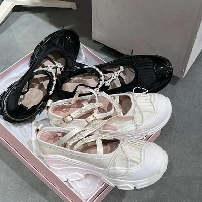Fashion Platform Single Shoes for Women 2025 Mary Jane Shoe for Women Sneakers Sponge Ballet Shoes Hollow Leather Shoes