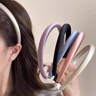 Women Headband Candy Color Sponge Filling Elastic Fit Hair Hoop Daily Commuting School Hair Accessory