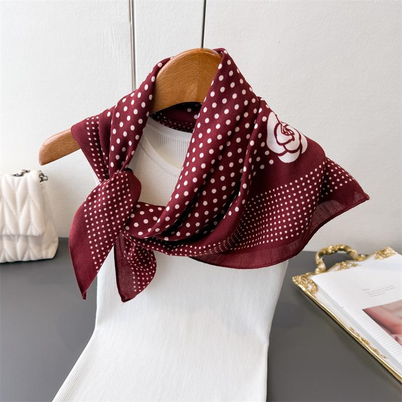 Leopard Print Spring- 70% Faux Silk Premium Square Scarf Thin Shawl Versatile Neckerchief Hair Bandana for Women