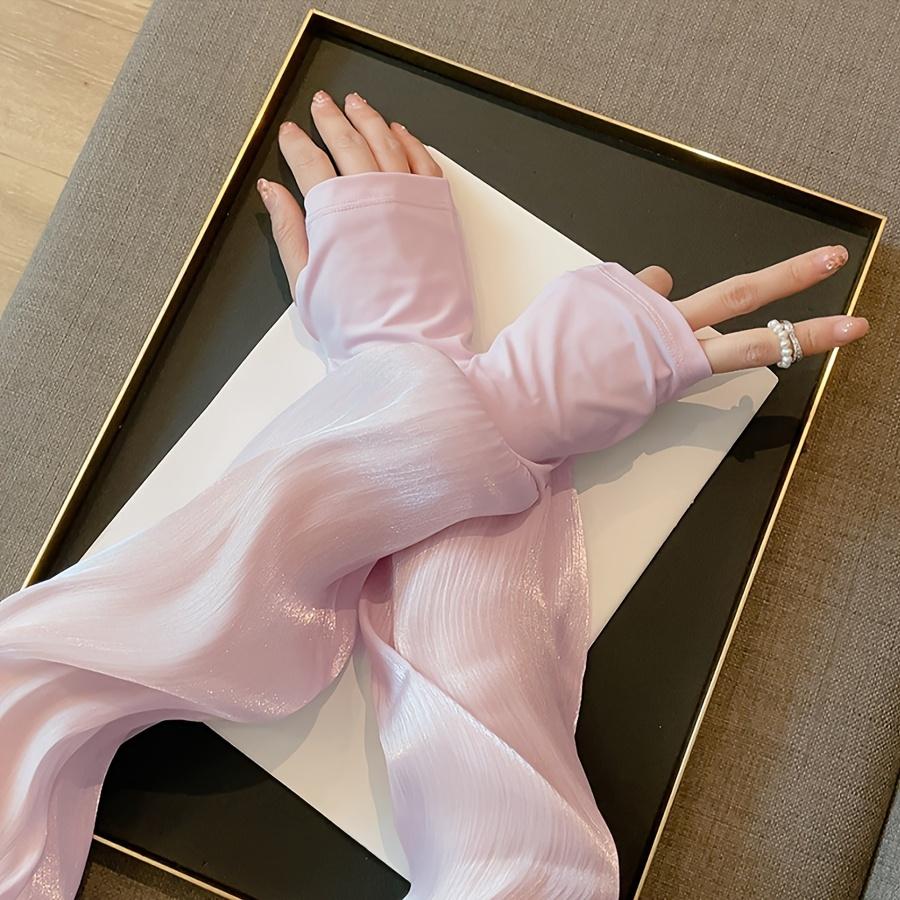 1 Pair of Summer Women's Spliced Arm Sleeves, Breathable and Loose Spliced Solid Color Arm Sleeves, Very Suitable for Driving